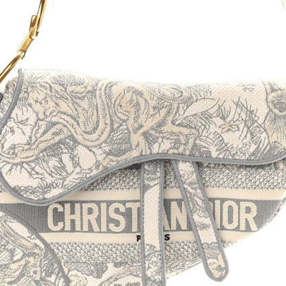 Christian Dior Canvas Embroidered Toile de Jouy Saddle Bag Gray 8 of 13