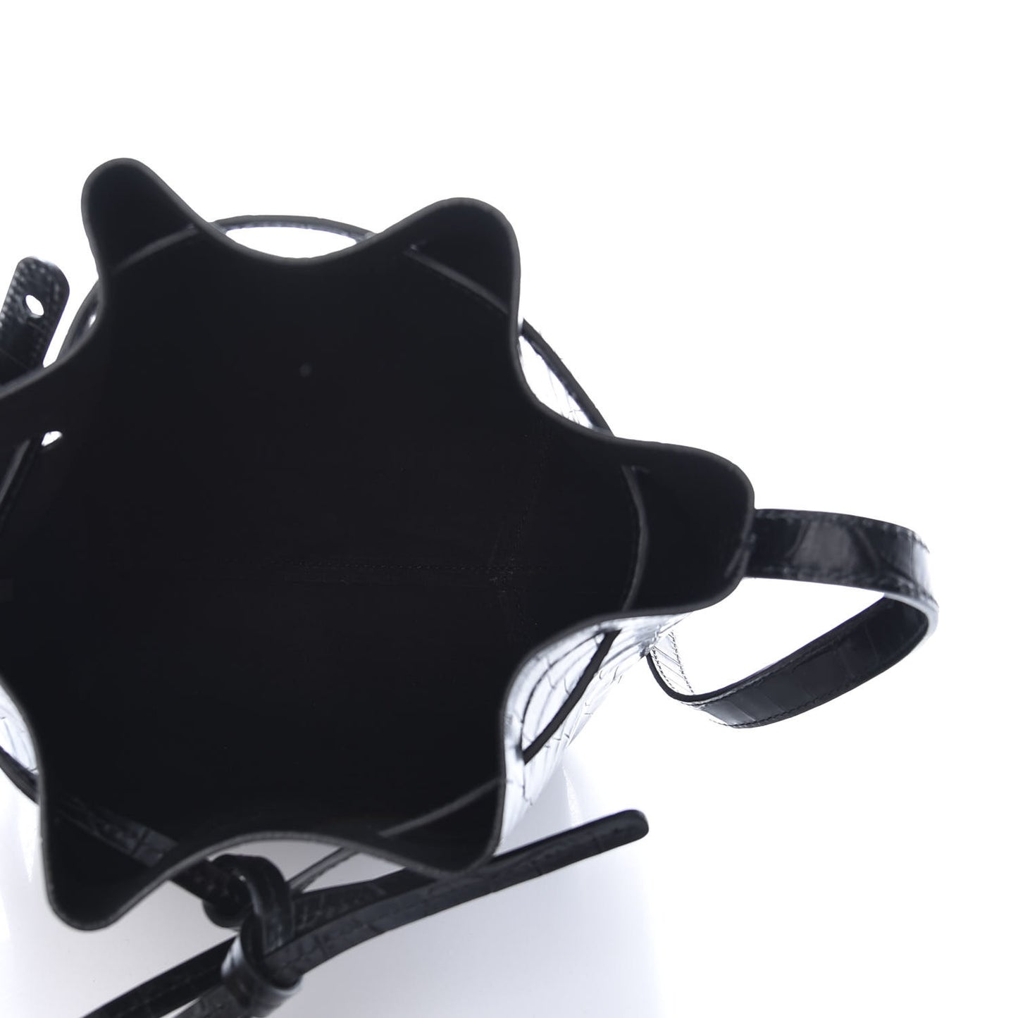 Crocodile Embossed Bucket Bag Black