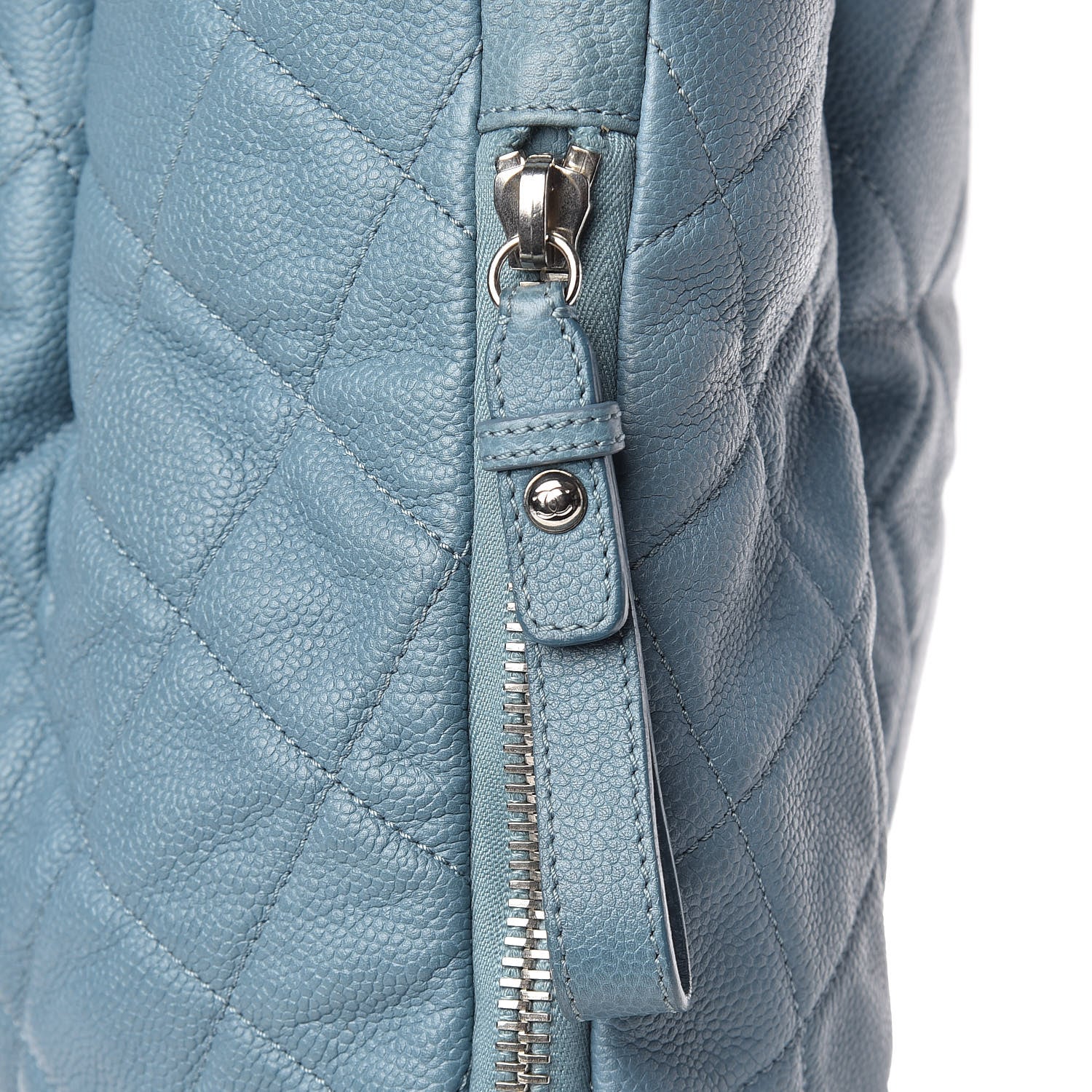 Chanel Caviar Quilted Expandable Zip Shoulder Bag Blue 8 of 12