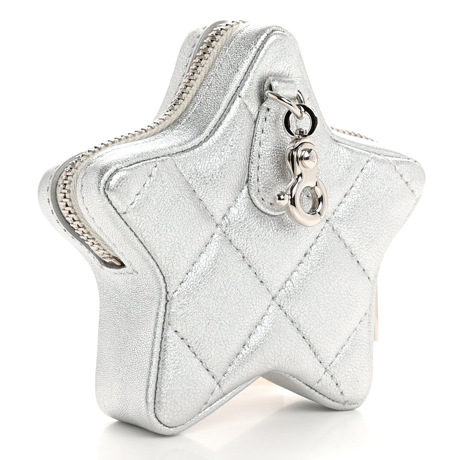 Chanel Metallic Lambskin Walk Of Fame Star Clip On Coin Purse Silver 3 of 7