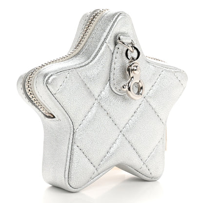 Chanel Metallic Lambskin Walk Of Fame Star Clip On Coin Purse Silver 3 of 7
