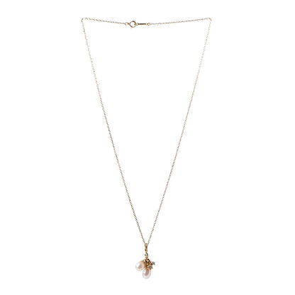 Mikimoto 18K Yellow Gold Diamond Akoya Pearl Freeform Pendant Necklace 3 of 5