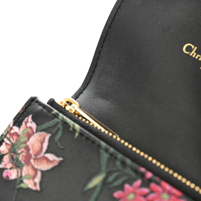 Christian Dior Calfskin Petites Fleurs Print Caro XS Wallet Black Multicolor 8 of 10