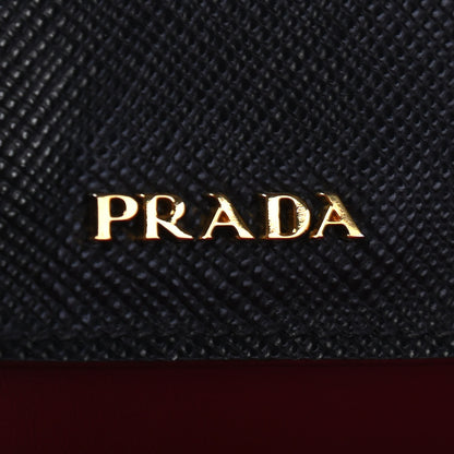 Prada Saffiano Cuir Medium Double Bag Black Fuoco 6 of 9