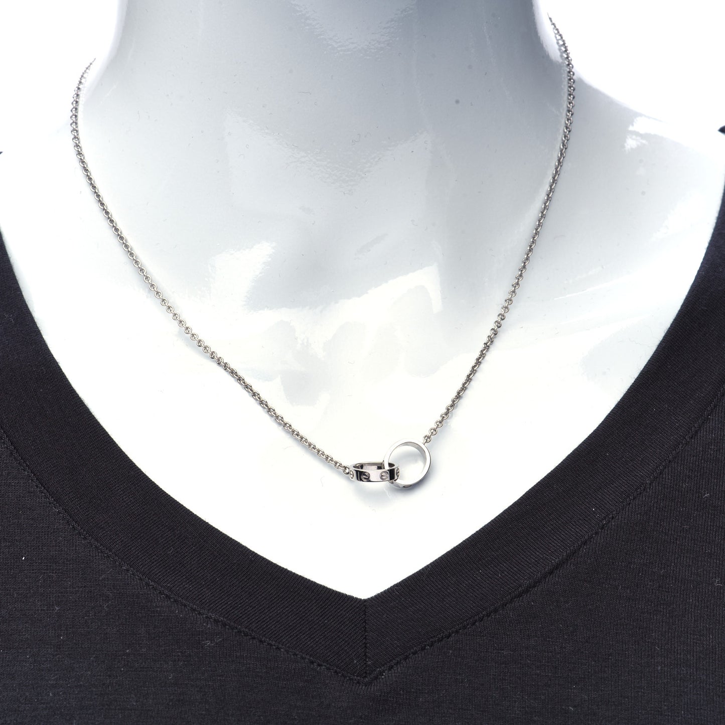 18K White Gold Interlocking LOVE Necklace