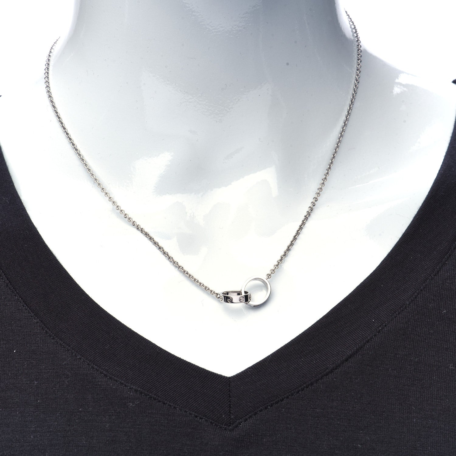 Cartier 18K White Gold Interlocking LOVE Necklace 2 of 5