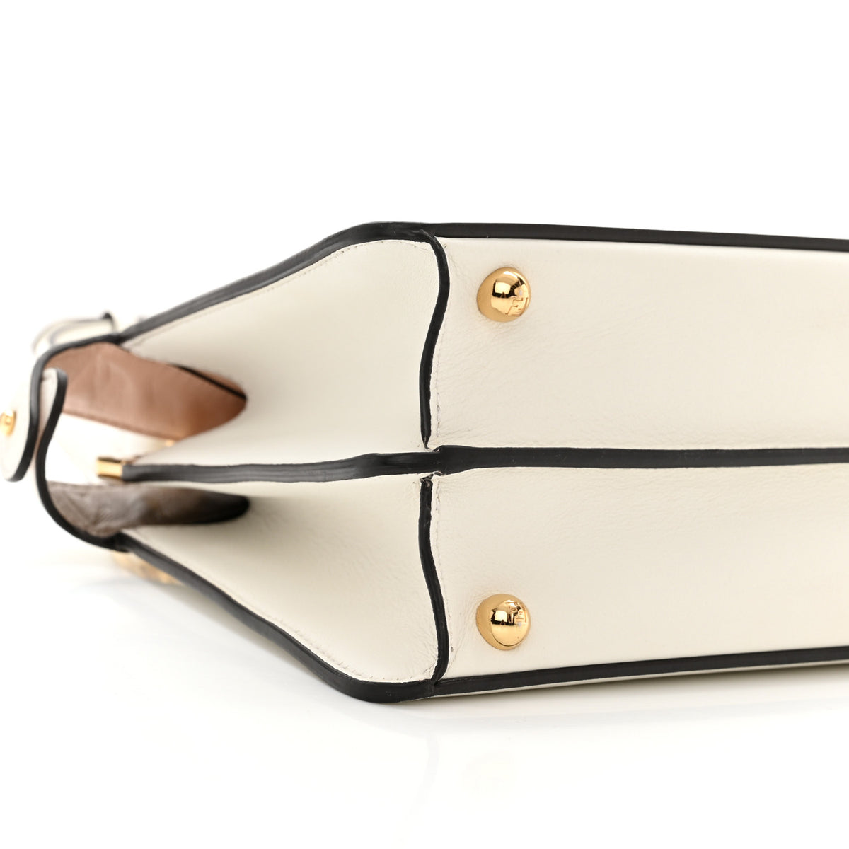 Fendi Vitello Seta Nappa Bi-Color Small Peekaboo I SEE U Satchel White Ice Light Rose Tortora 11 of 12