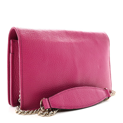 Gucci Pebbled Calfskin Soho Wallet on Chain Bright Bougainvillea 3 of 11