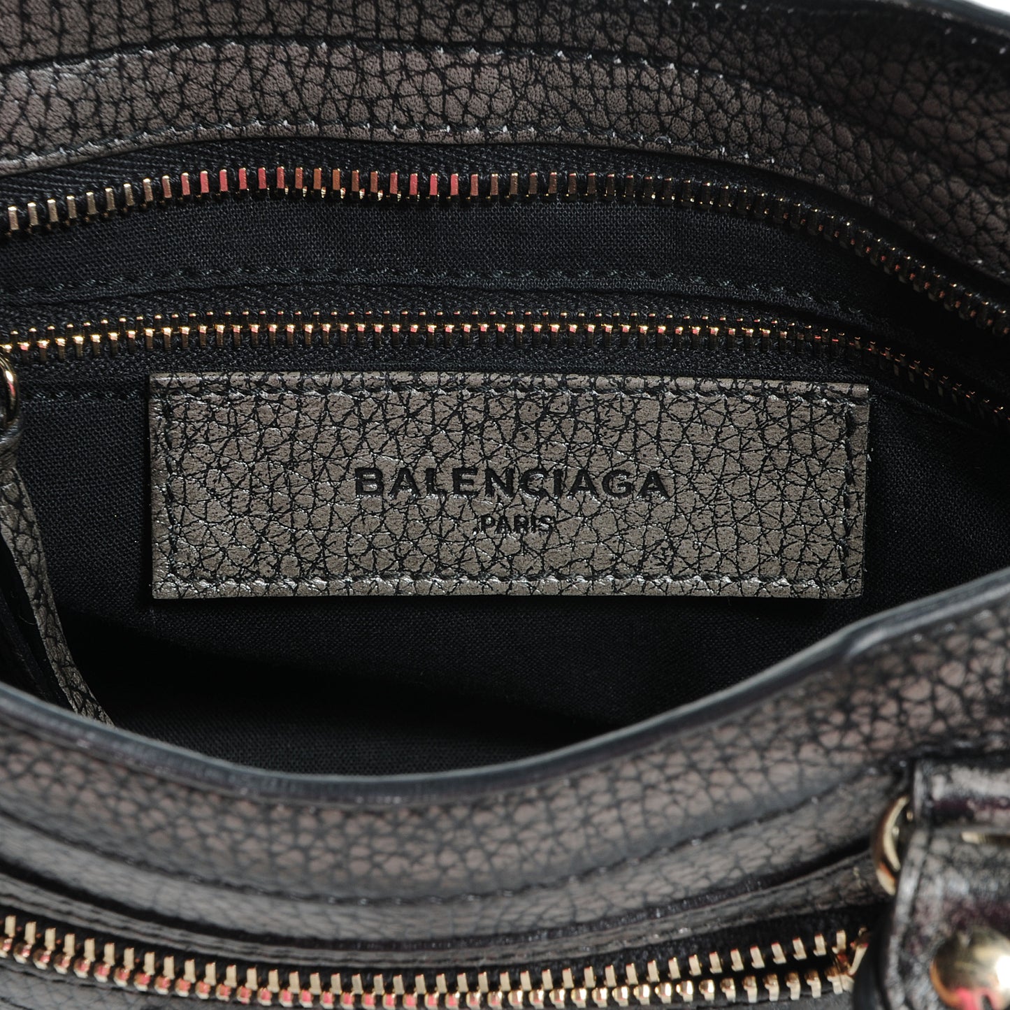 Grained Calfskin Classic Gold Hardware Mini City Ombre Grey Gradient