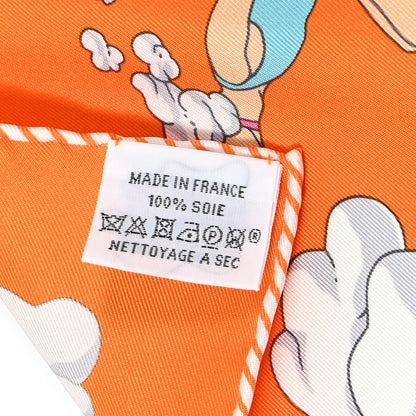 Hermes Silk Sur Mon Nuage Scarf 90 Orange Gris Clair Multicolore 4 of 10