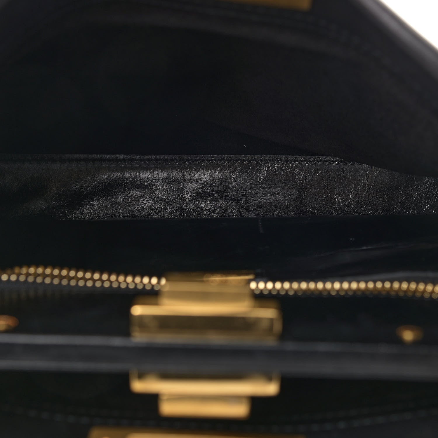 Fendi Vitello Saddle Medium Peekaboo Iconic Satchel Black 5 of 13