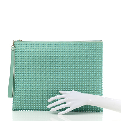Christian Louboutin Peter Spikes Medium Pouch Turquoise 2 of 10
