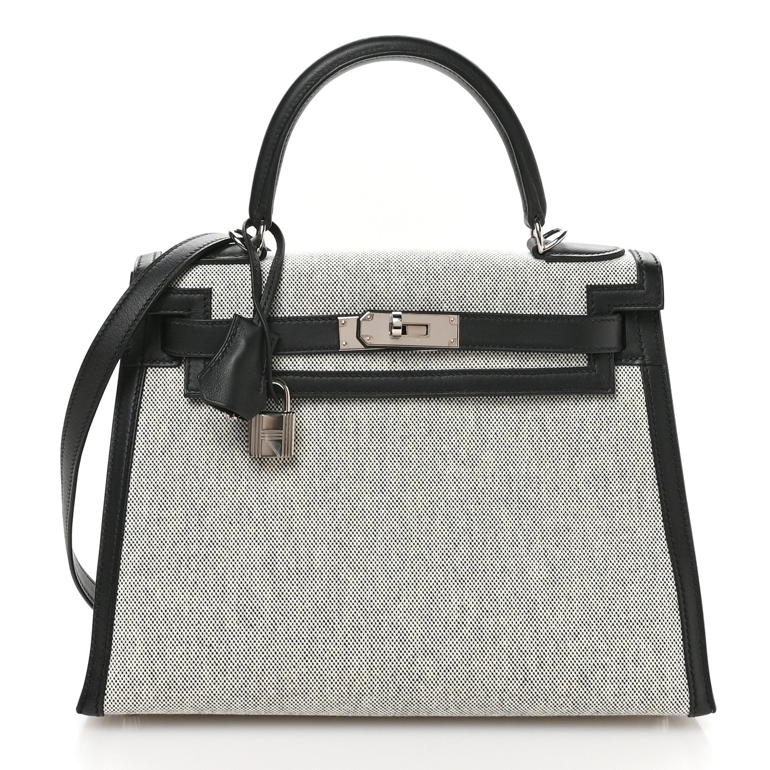 Hermes Toile Swift Kelly Sellier 28 Ecru Black 1 of 11