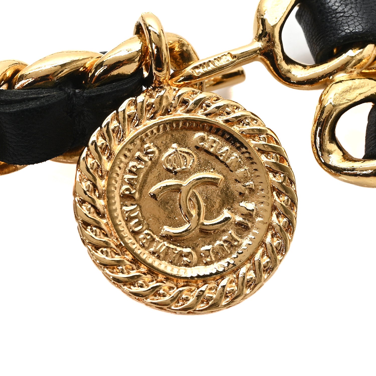Chanel Lambskin Chain CC Medallion Belt Black Gold 3 of 3