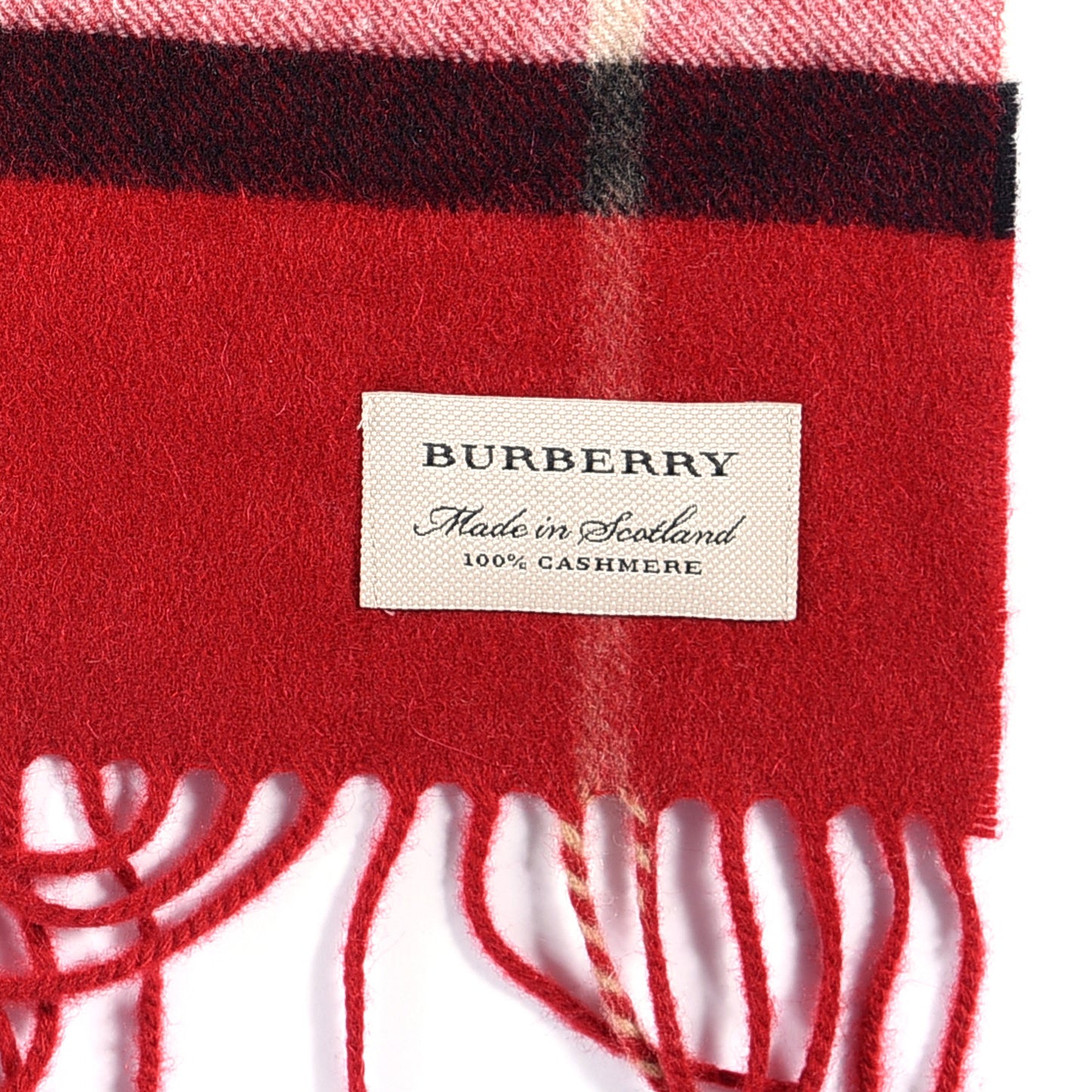 Cashmere Giant Check Fringe Scarf Parade Red