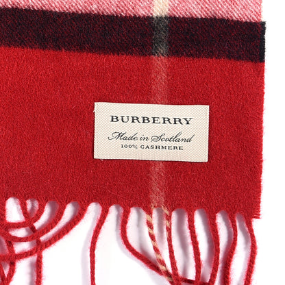 Burberry Cashmere Giant Check Fringe Scarf Parade Red 6 of 7