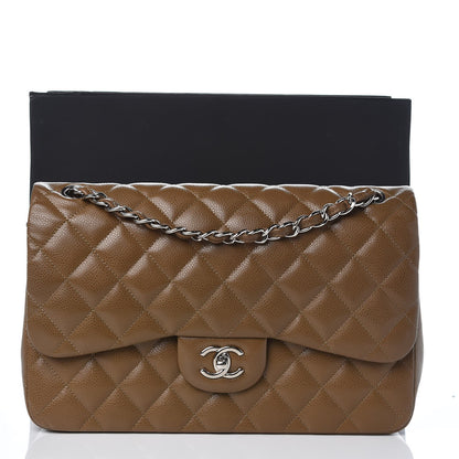 Chanel Caviar Quilted Jumbo Double Flap Dark Beige 8 of 8