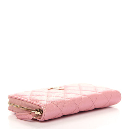 Chanel Iridescent Caviar Quilted Medium Zip Around Wallet Pink 4 of 10
