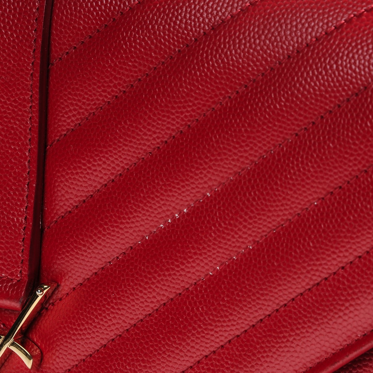 Grain De Poudre Matelasse Chevron Large Monogram Satchel Lipstick Red