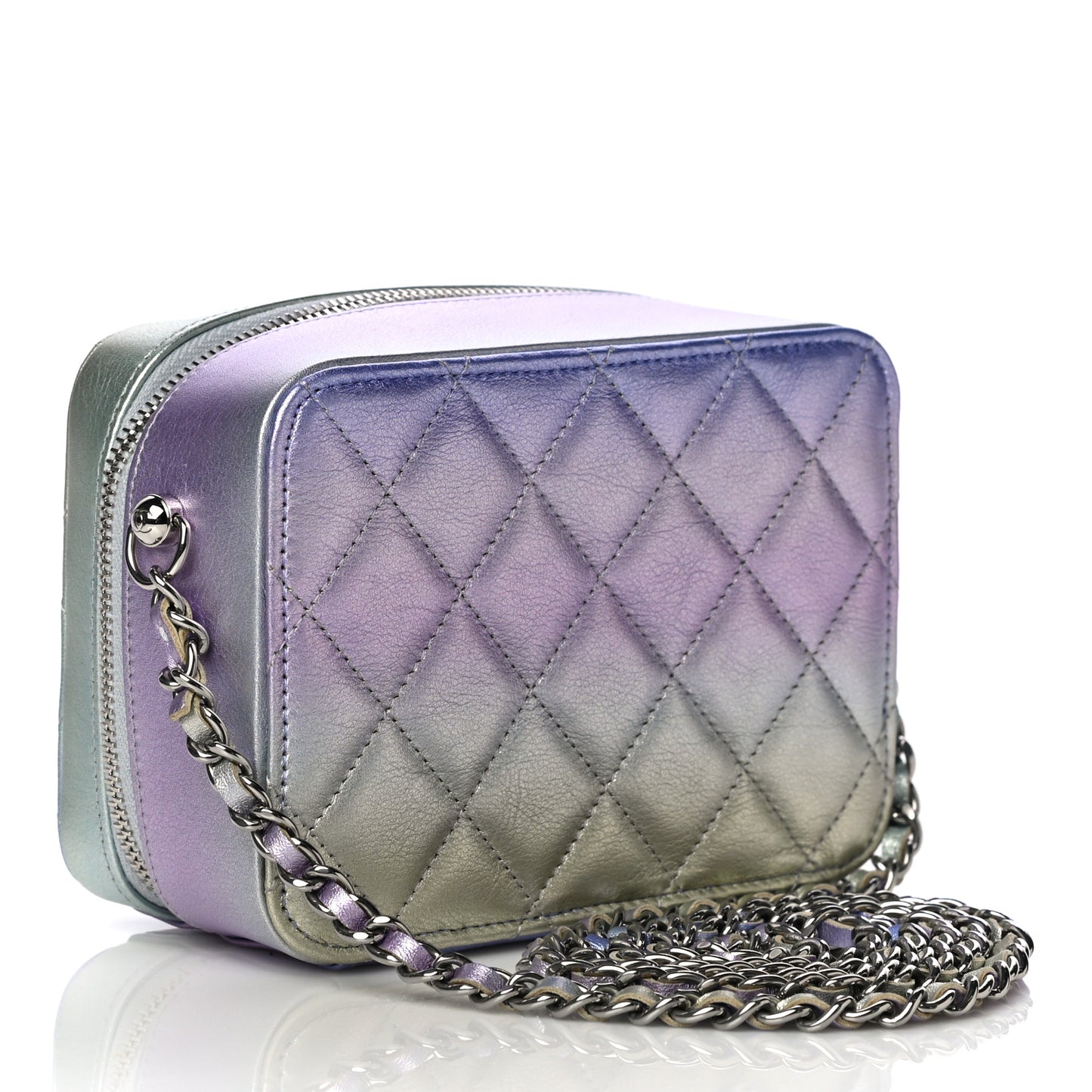 Metallic Gradient Calfskin Quilted Camera Case Blue Yellow Purple