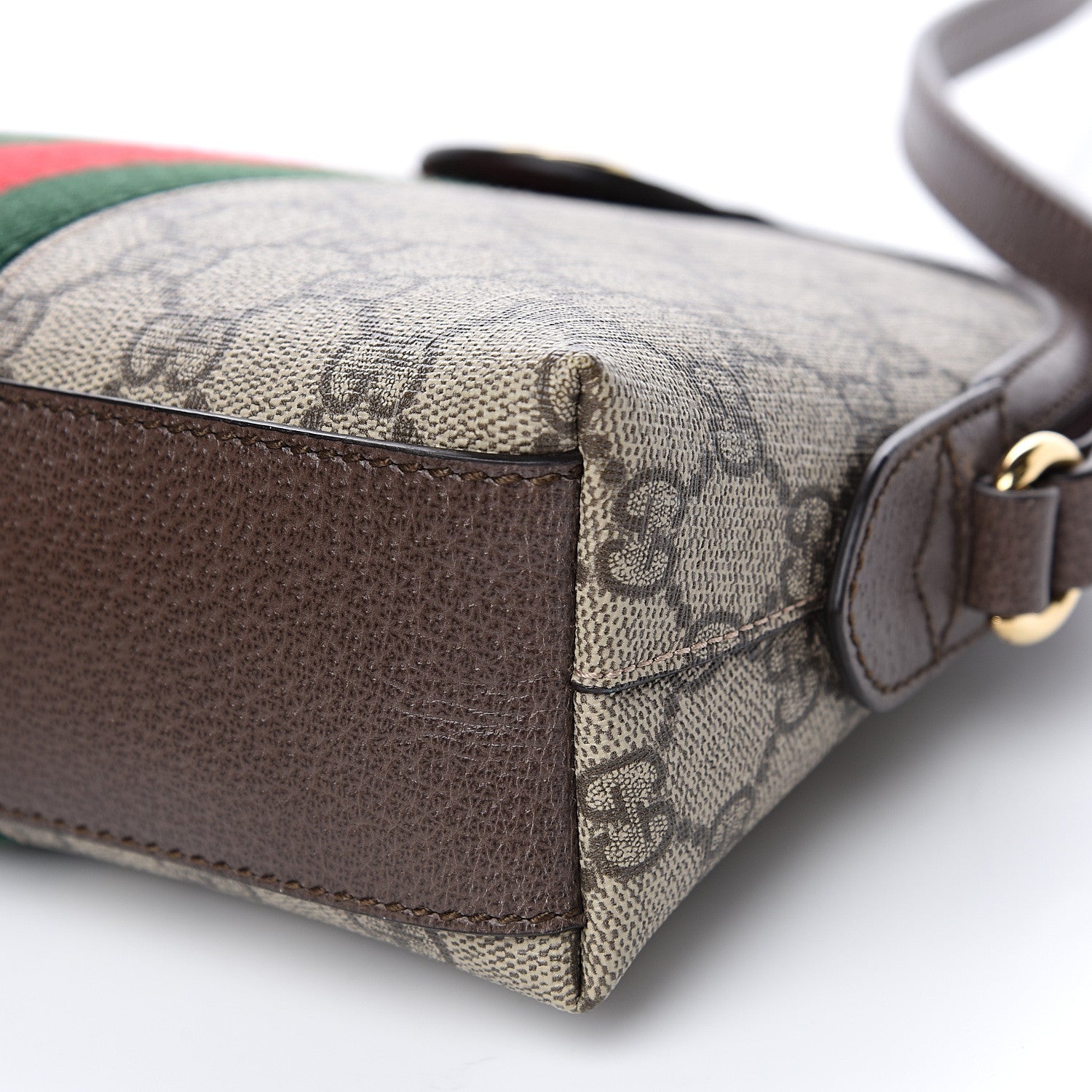 Gucci GG Supreme Monogram Textured Dollar Calfskin Web Small Ophidia Dome Shoulder Bag Beige Ebony New Acero 9 of 9