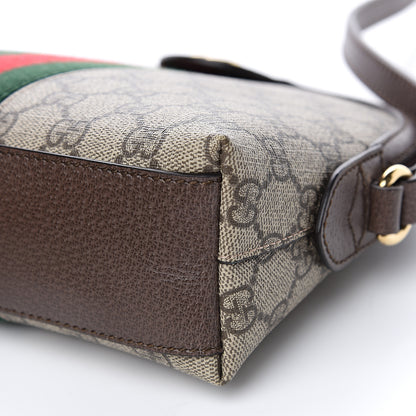 Gucci GG Supreme Monogram Textured Dollar Calfskin Web Small Ophidia Dome Shoulder Bag Beige Ebony New Acero 9 of 9