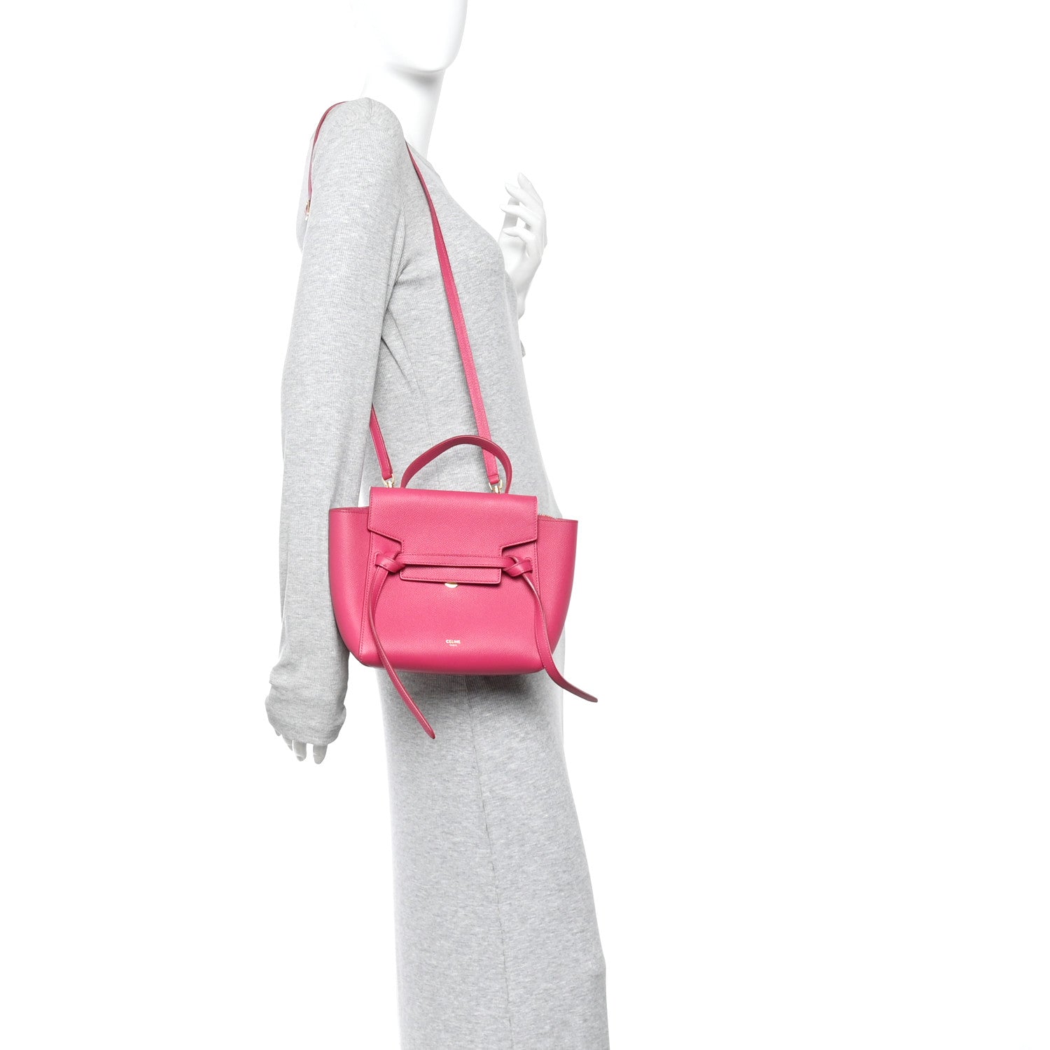 Celine Grained Calfskin Nano Belt Bag Raspberry 2 of 10