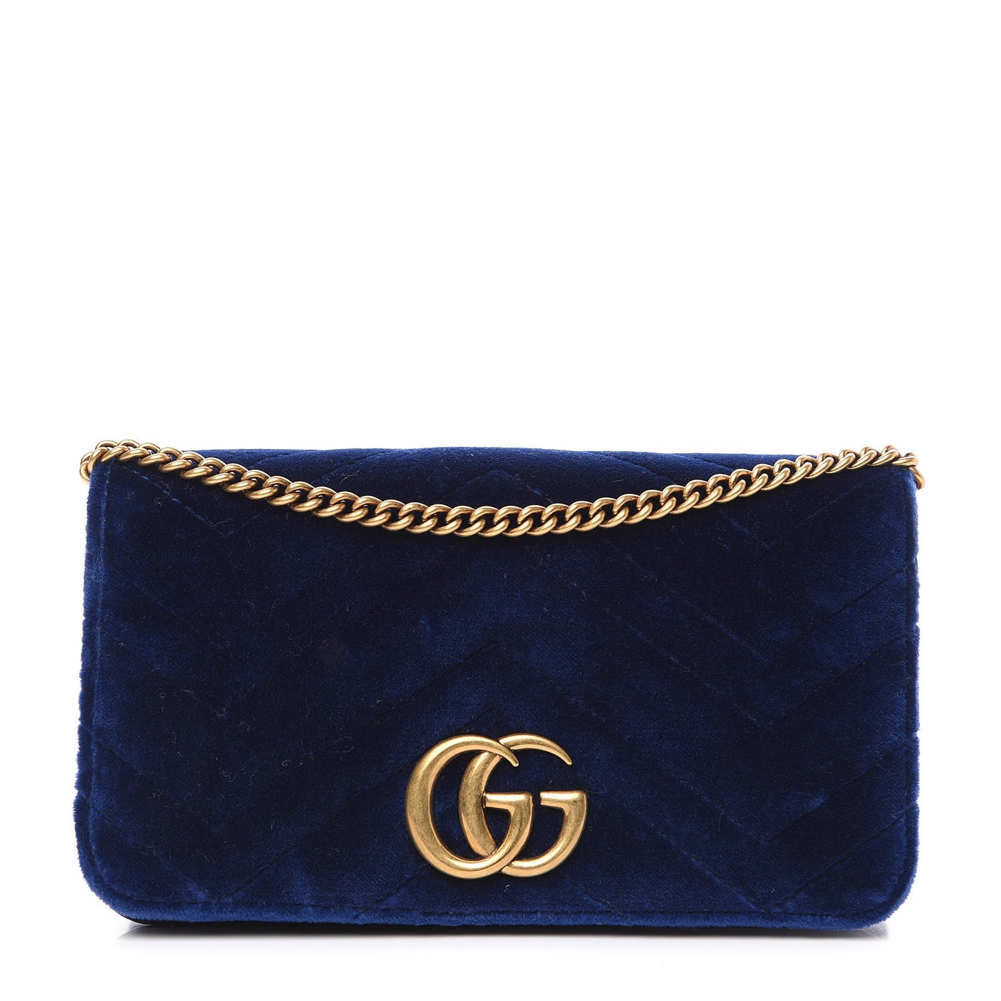 Velvet Matelasse GG Marmont Mini Bag Cobalt Blue
