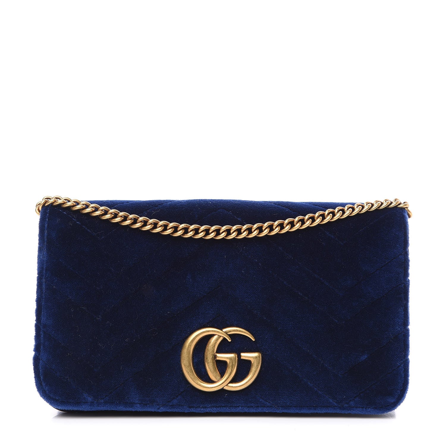 Gucci Velvet Matelasse GG Marmont Mini Bag Cobalt Blue 1 of 10