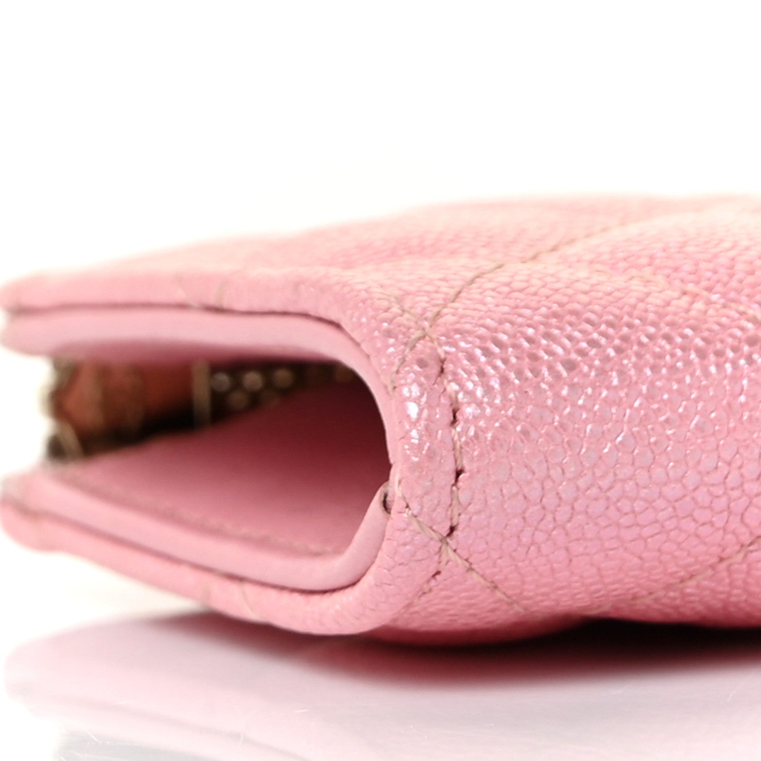 Chanel Iridescent Caviar Quilted Zipped Key Holder Case Rose Pink 8 of 9
