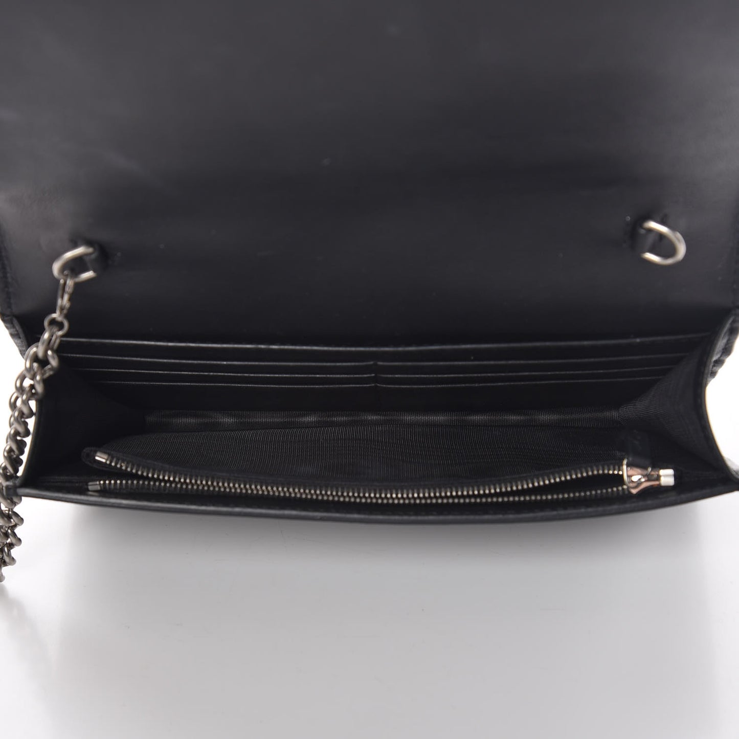 GG Supreme Monogram Arabesque Chain Wallet Black