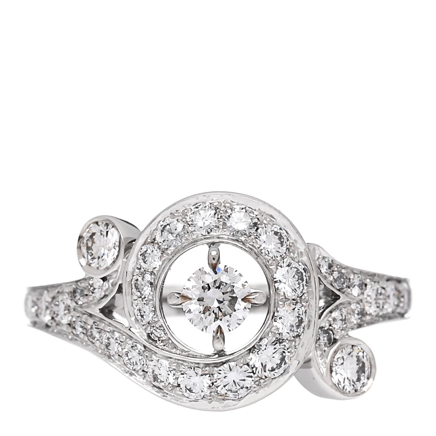 Van Cleef & Arpels 18K White Gold Diamond Nid du Paradis Ring 50 5.25 1 of 5