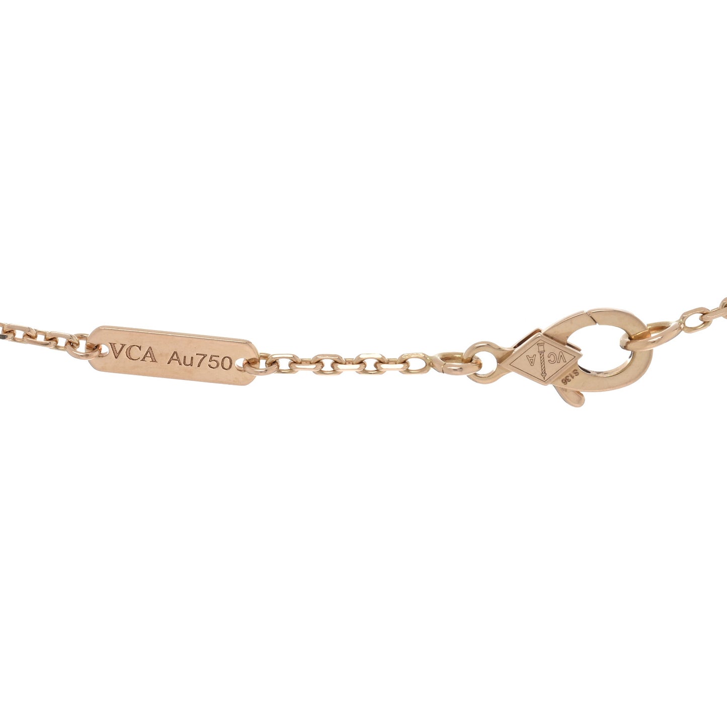 18K Rose Gold Gray Mother of Pearl Vintage Alhambra Pendant Necklace
