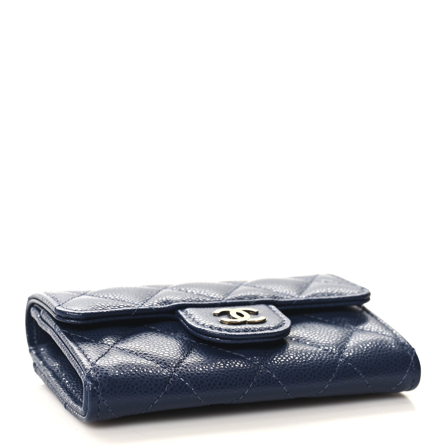 Chanel Caviar Quilted Flap Card Holder Wallet Navy Blue 4 of 9