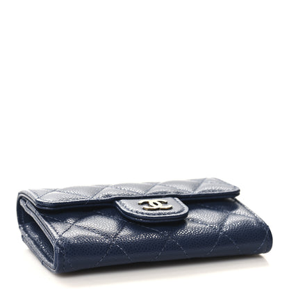 Chanel Caviar Quilted Flap Card Holder Wallet Navy Blue 4 of 9