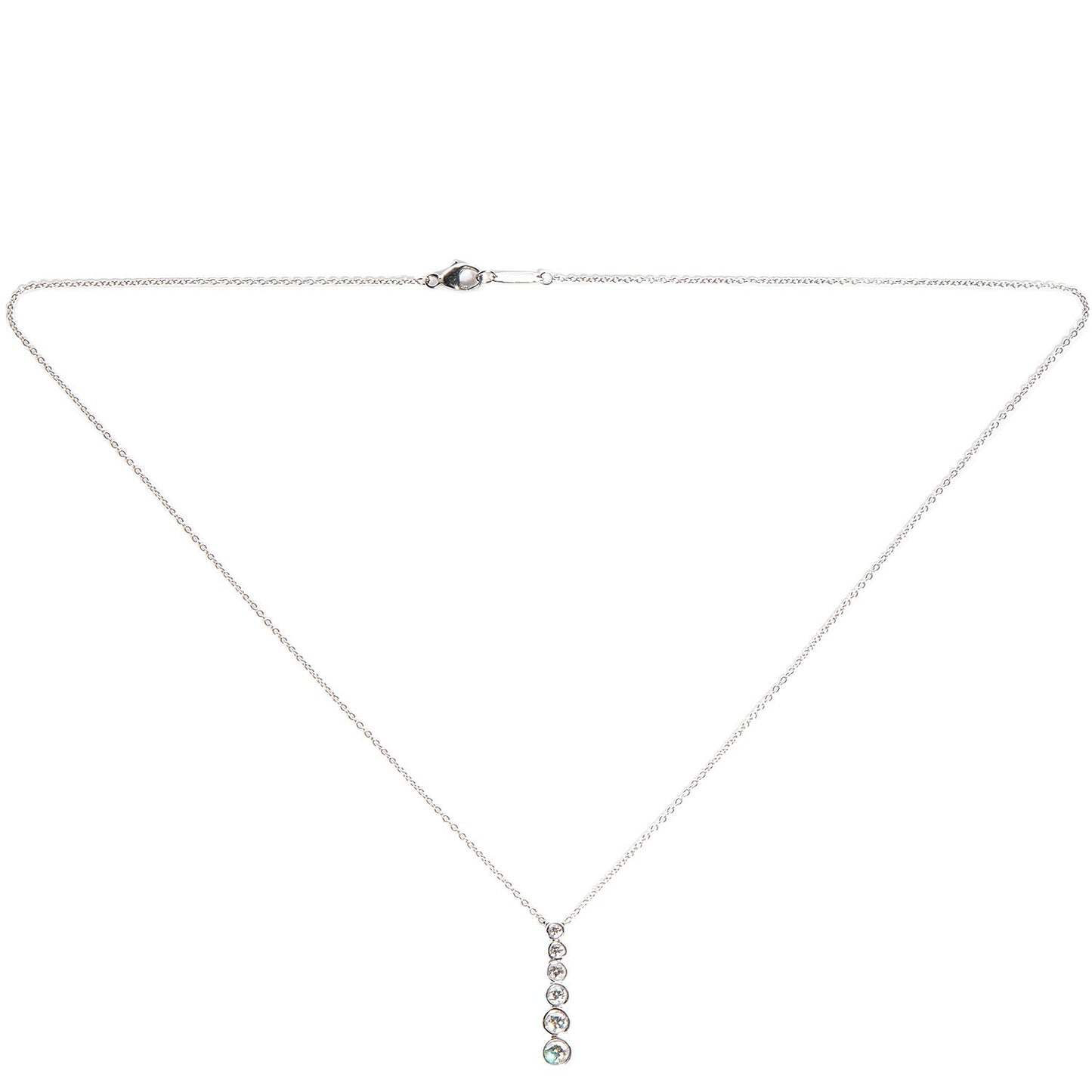 Platinum Diamond Jazz Graduated Drop Pendant Necklace