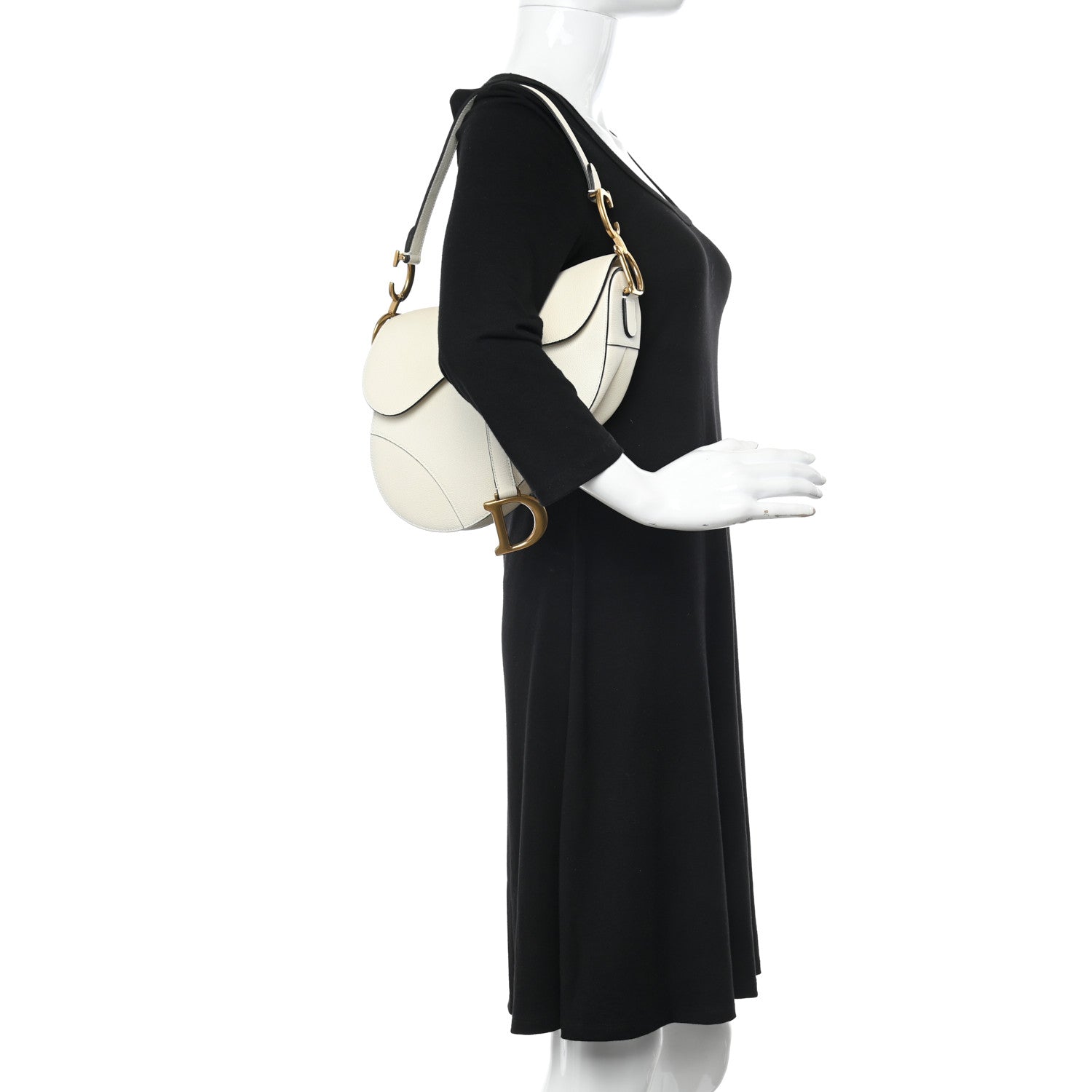 Christian Dior Grained Calfskin Saddle Bag White 2 of 9