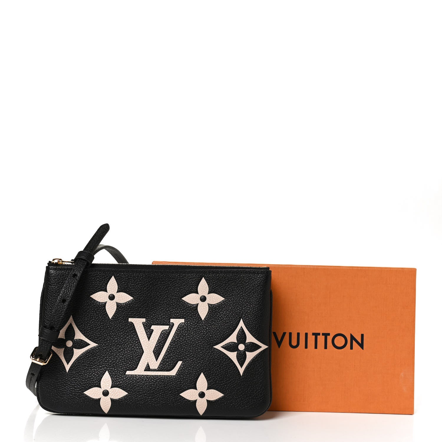 Louis Vuitton Empreinte Monogram Giant Double Zip Pochette Black Cream 11 of 11
