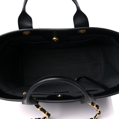 Chanel Calfskin Medium Deauville Tote Black 5 of 9