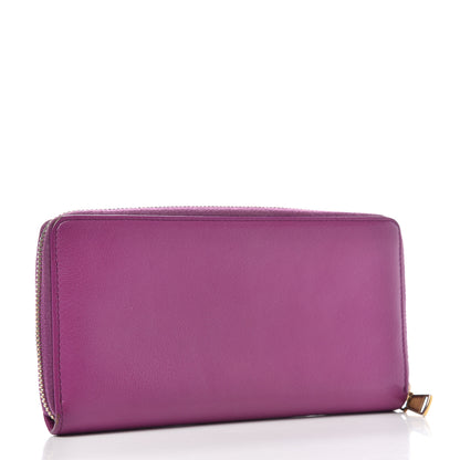 Saint Laurent Calfskin Studded Belle de Jour Zip Around Wallet Purple 3 of 6