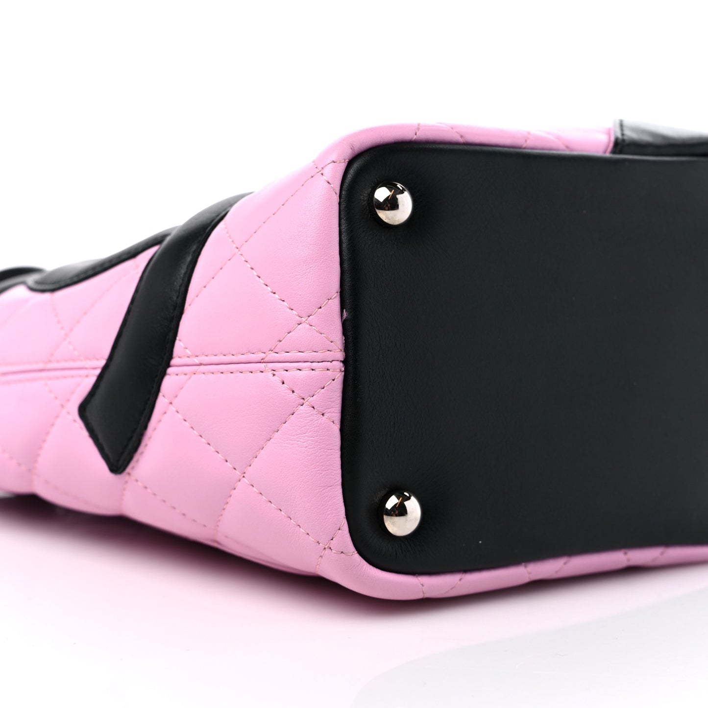 Calfskin Quilted Small Cambon Tote Pink Black