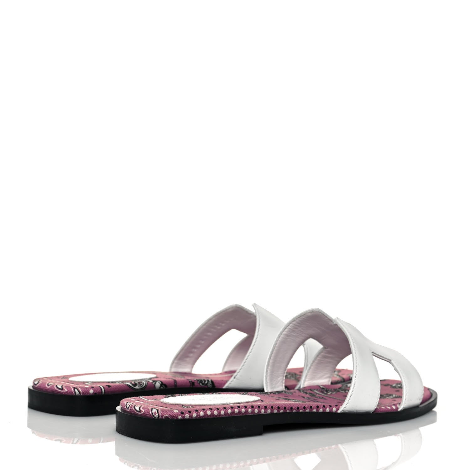 Hermes Box Calfskin White Bois De Rose Oran Sandals 36.5 White 4 of 8