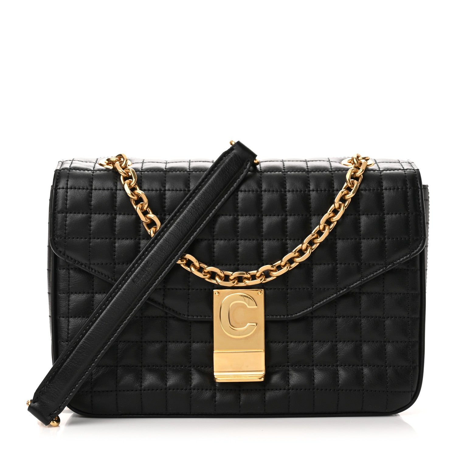 Celine Calfskin Quilted Medium C Bag Black 1 of 9