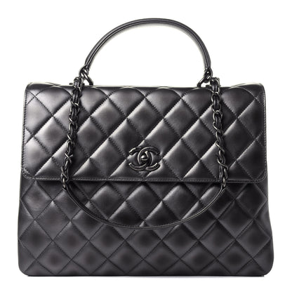Chanel Metallic Calfskin Quilted Large Trendy CC Flap Dual Handle Bag Dark Silver 1 of 11