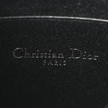 Christian Dior Calfskin Macrocannage Diamond Caro Zipped Pouch With Chain Black 6 of 12