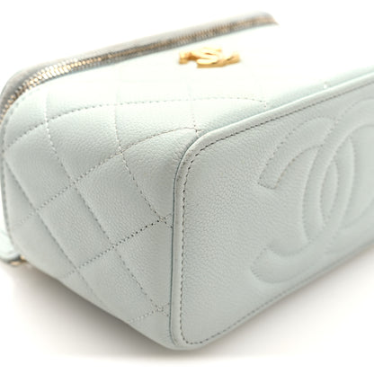Chanel Caviar Quilted Sweetheart Vanity Case Bleu Clair 13 of 14
