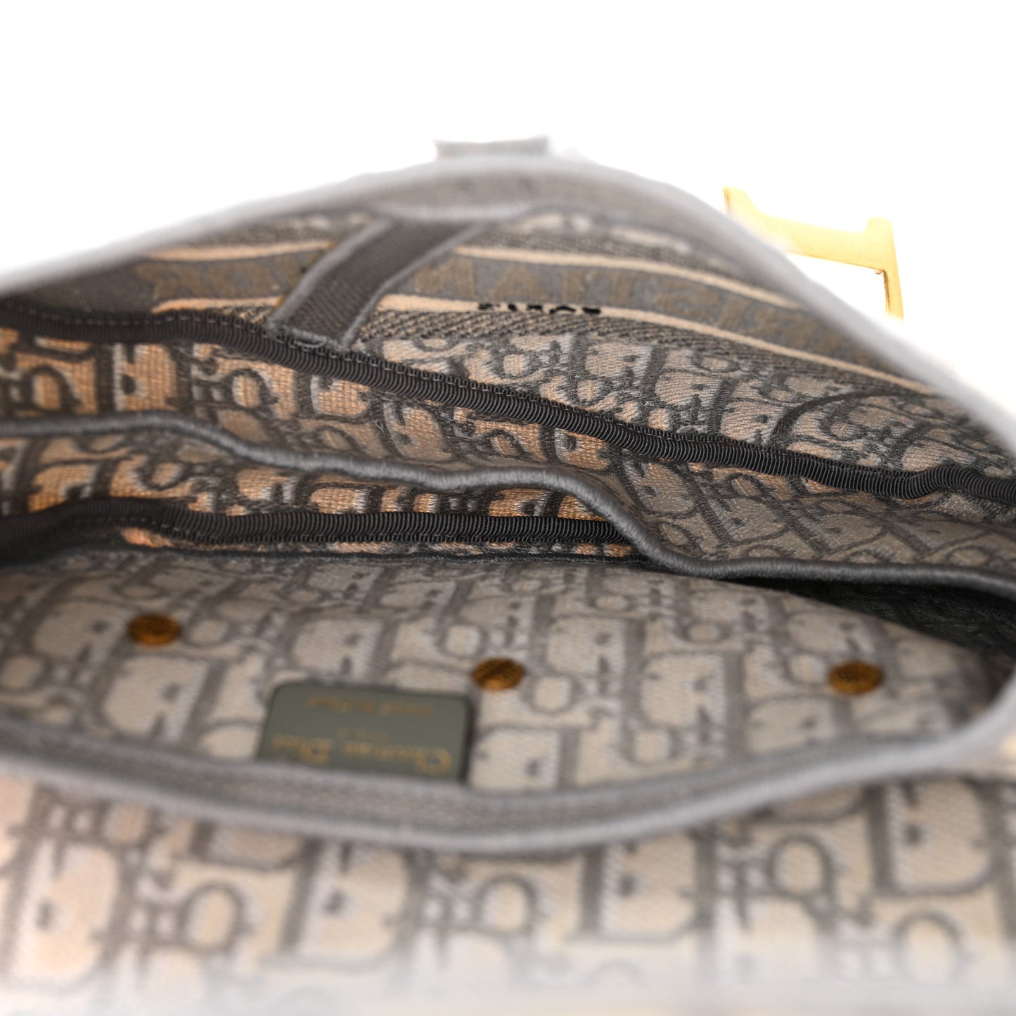 Oblique Embroidered Saddle Bag Gray
