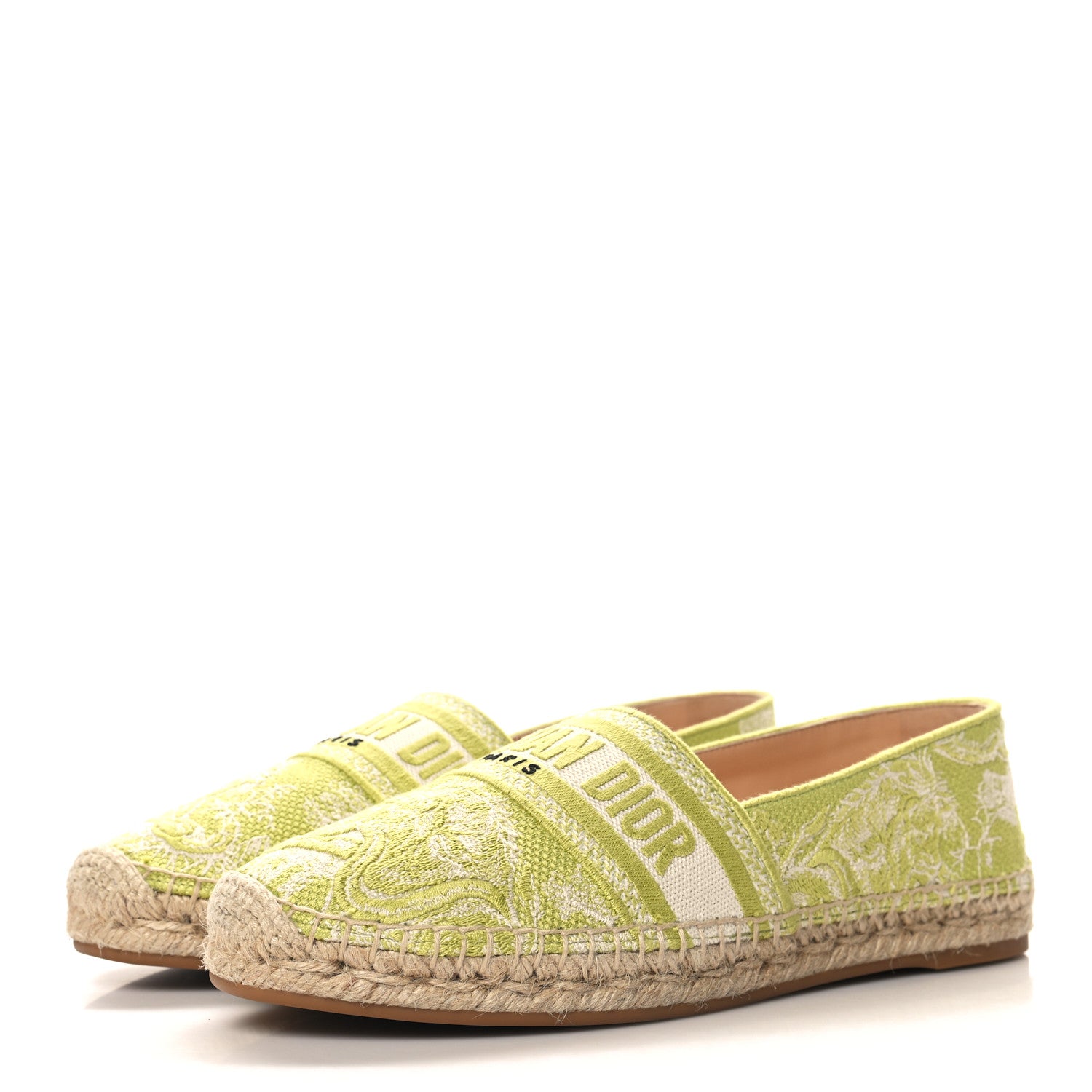 Christian Dior Embroidered Toile De Jouy Granville Espadrille 41 Off White Green 4 of 9
