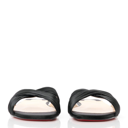 Christian Louboutin Crepe Satin Nicol Is Back Sandals 37.5 Black 2 of 8