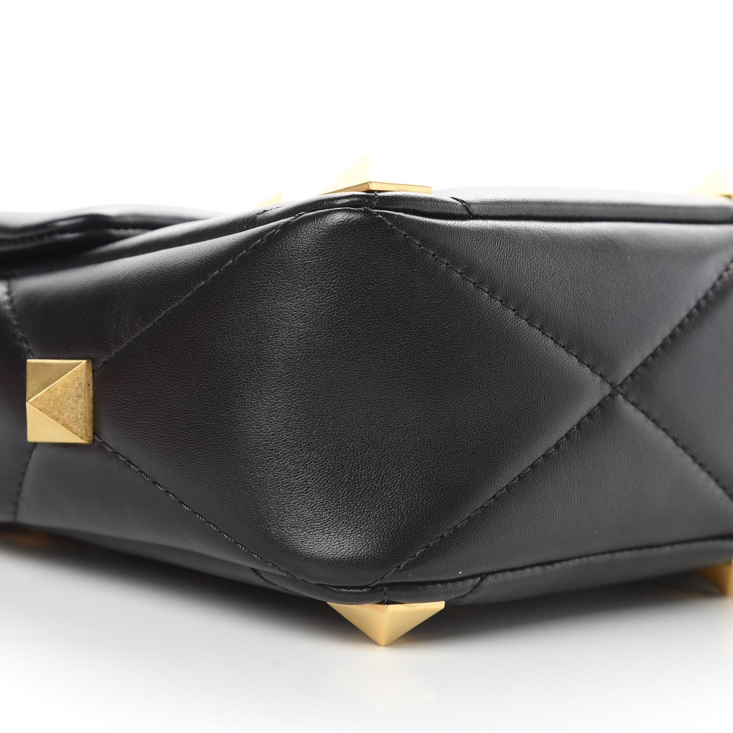 Nappa Large Roman Stud Shoulder Bag Black